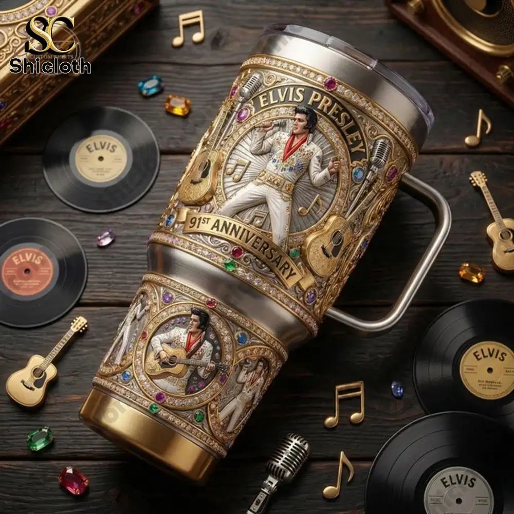 Elvis Presley 91st Anniversary EST.1935 40oz Tumbler