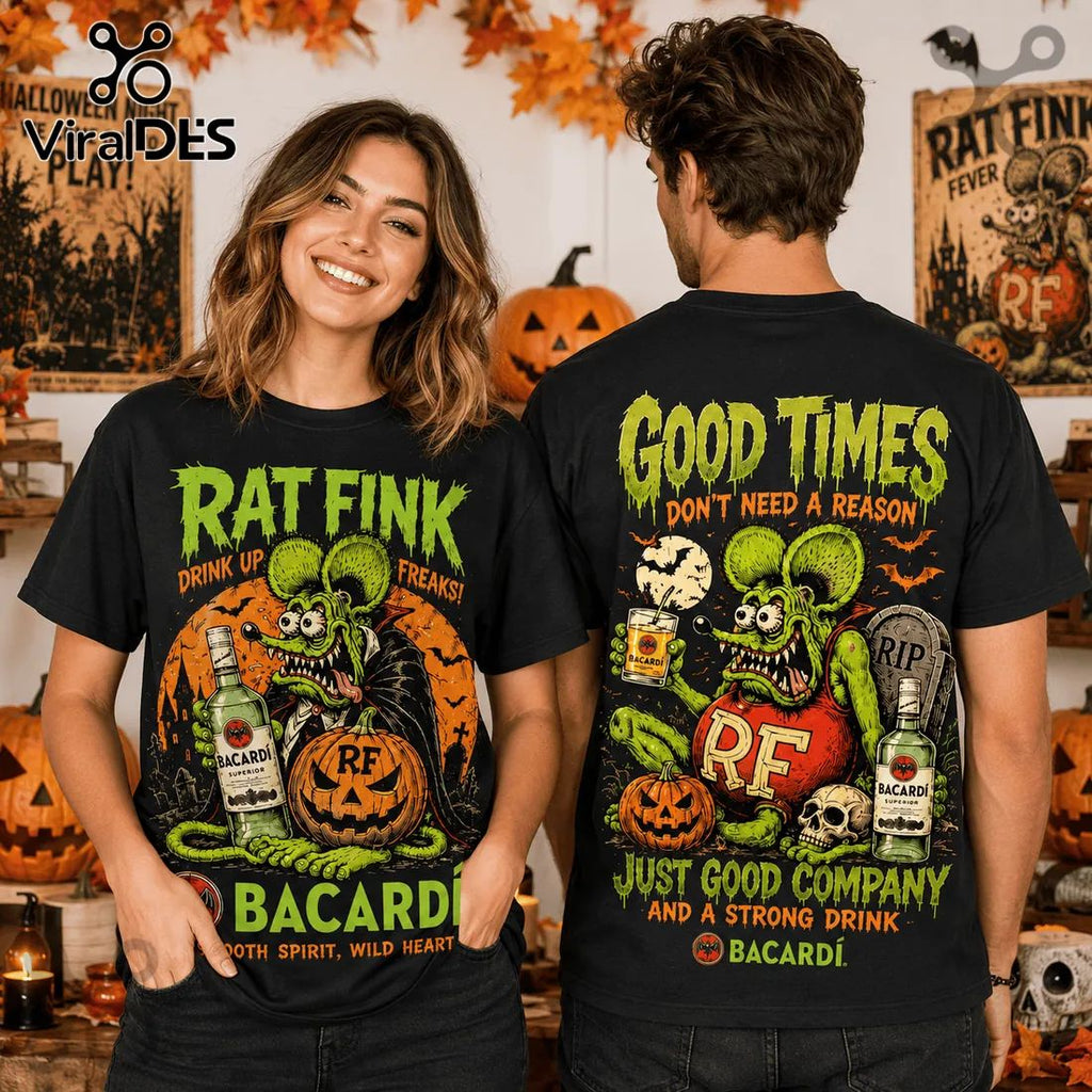 Rat Fink Bacardi Halloween Vintage Mascot T-Shirt