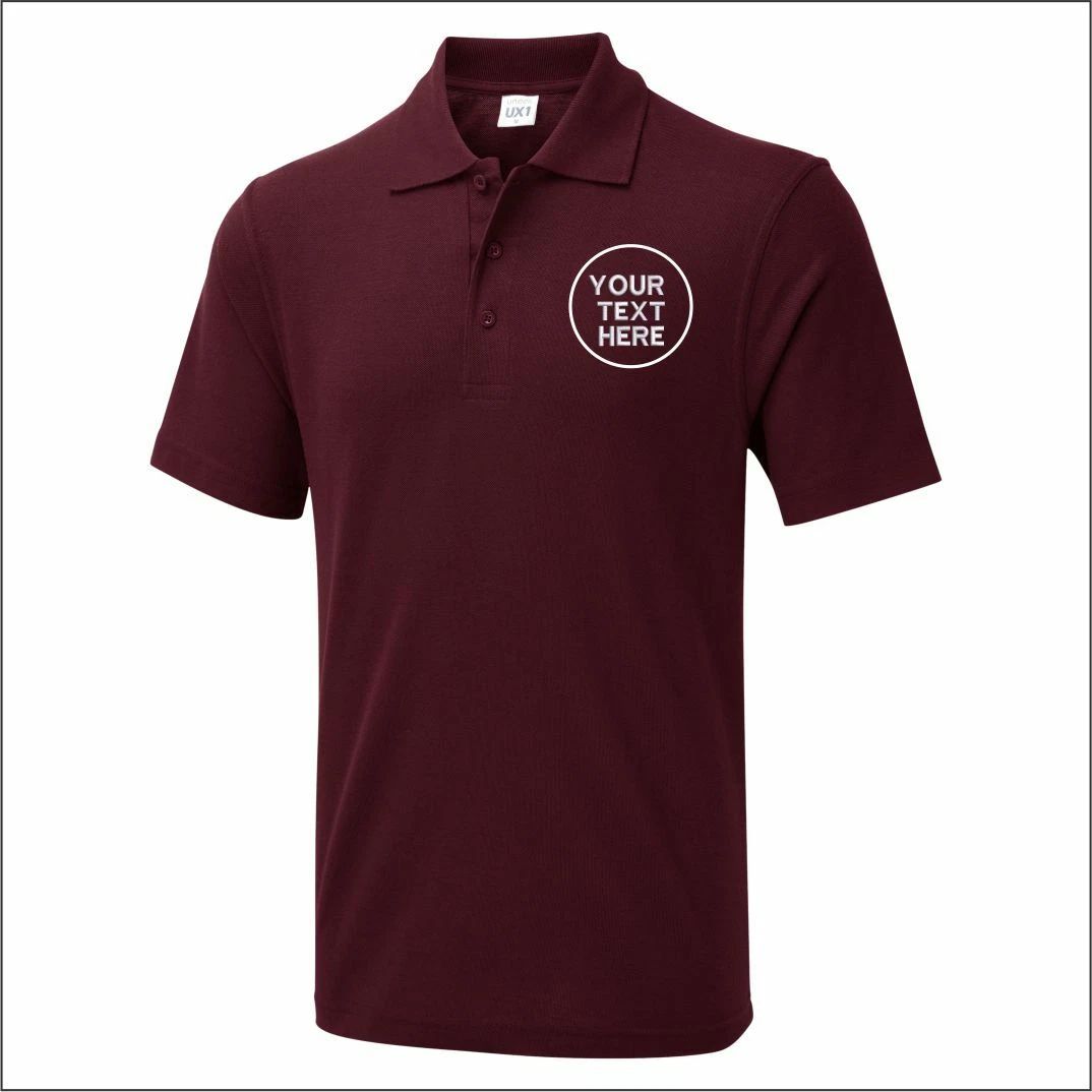 Personalised Custom Embroidered Uneek Mens Polo shirt Casual Workwear Poloshirt