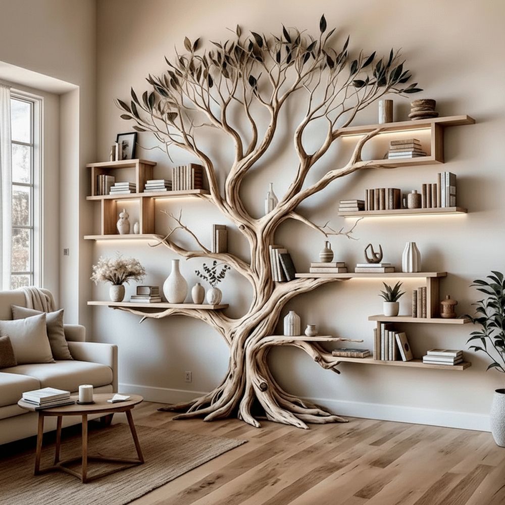 Handcrafted Tree Bookshelf – Ancient Tree Design, Unique Home Decoration