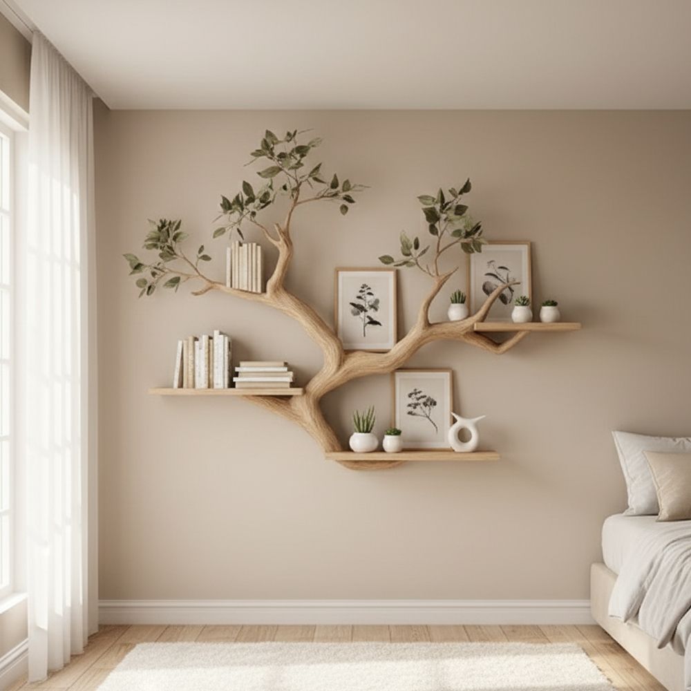 Wooden Bookcase Tree Bookshelf – Book Shelf Handmade Furniture