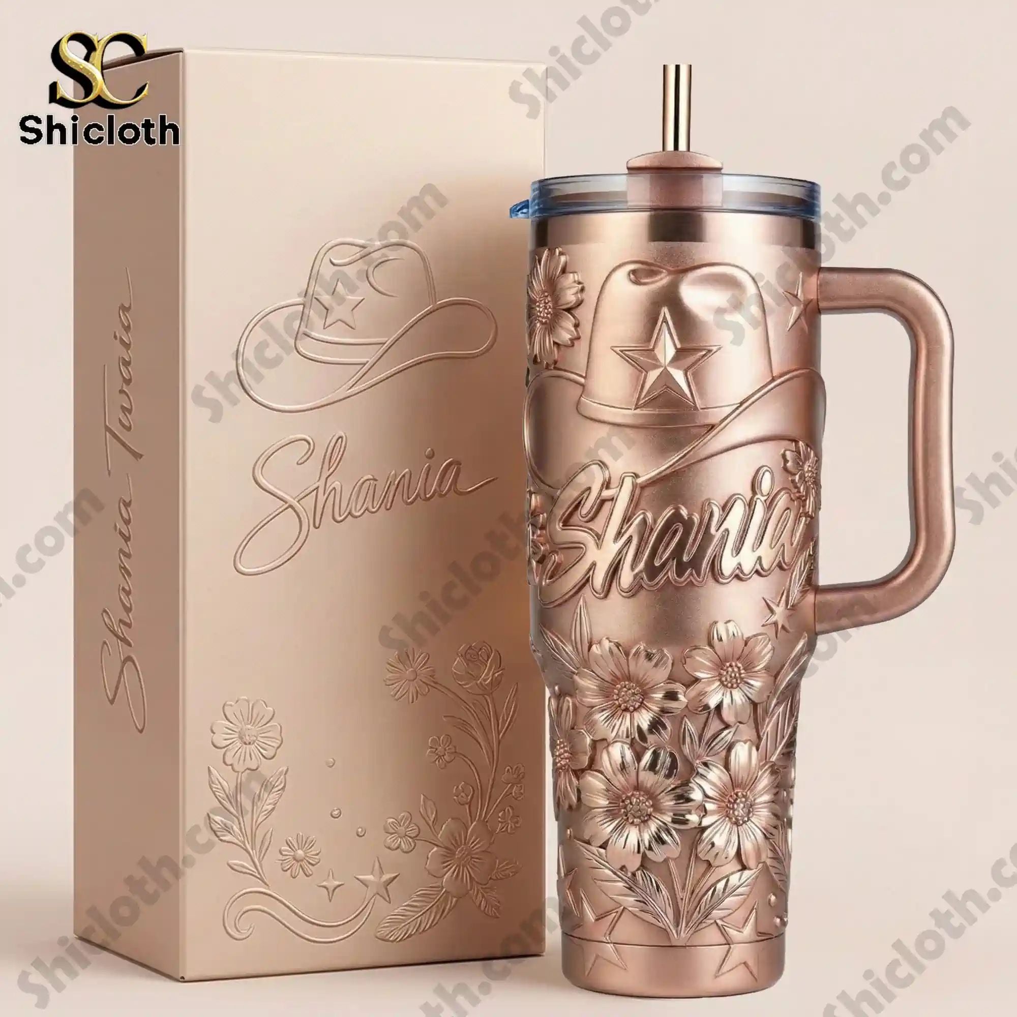 Shania Twain Pink Color 40oz Tumbler With Handle