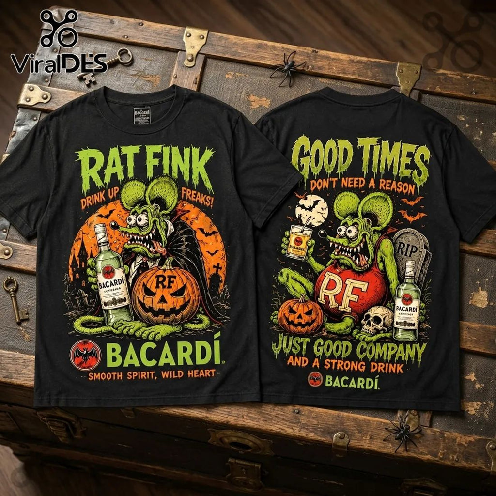 Rat Fink Bacardi Halloween Vintage Mascot T-Shirt
