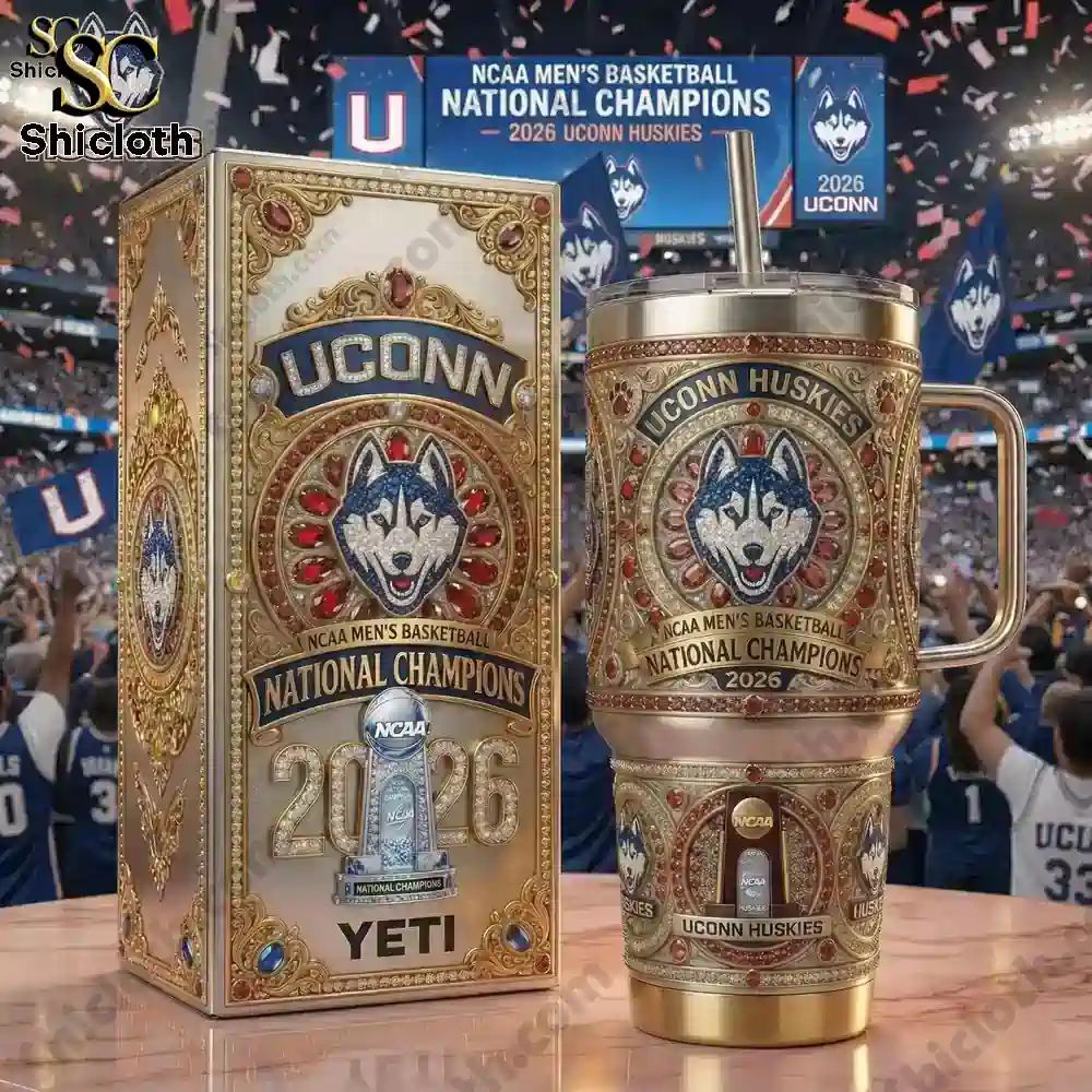 UConn Huskies Champions 2026 NCAA With Handle Yeti Tumbler