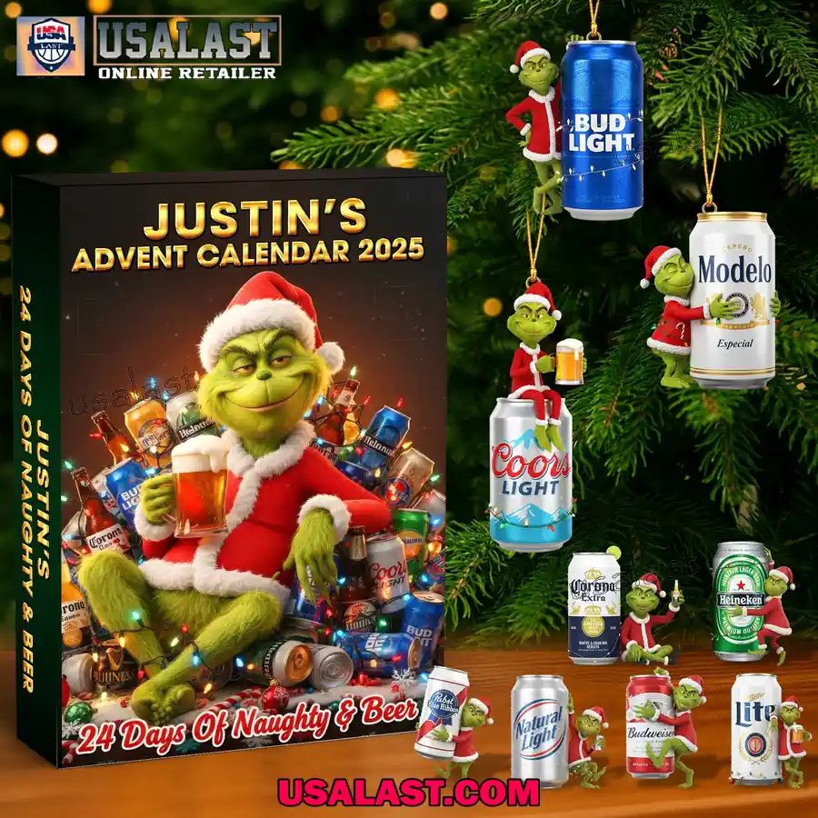 Personalized Grinch Naughty Beer Advent Calendar 2025
