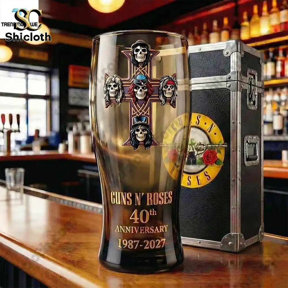 Guns N Roses 40Th Anniversary 1987 2027 Beer Glass