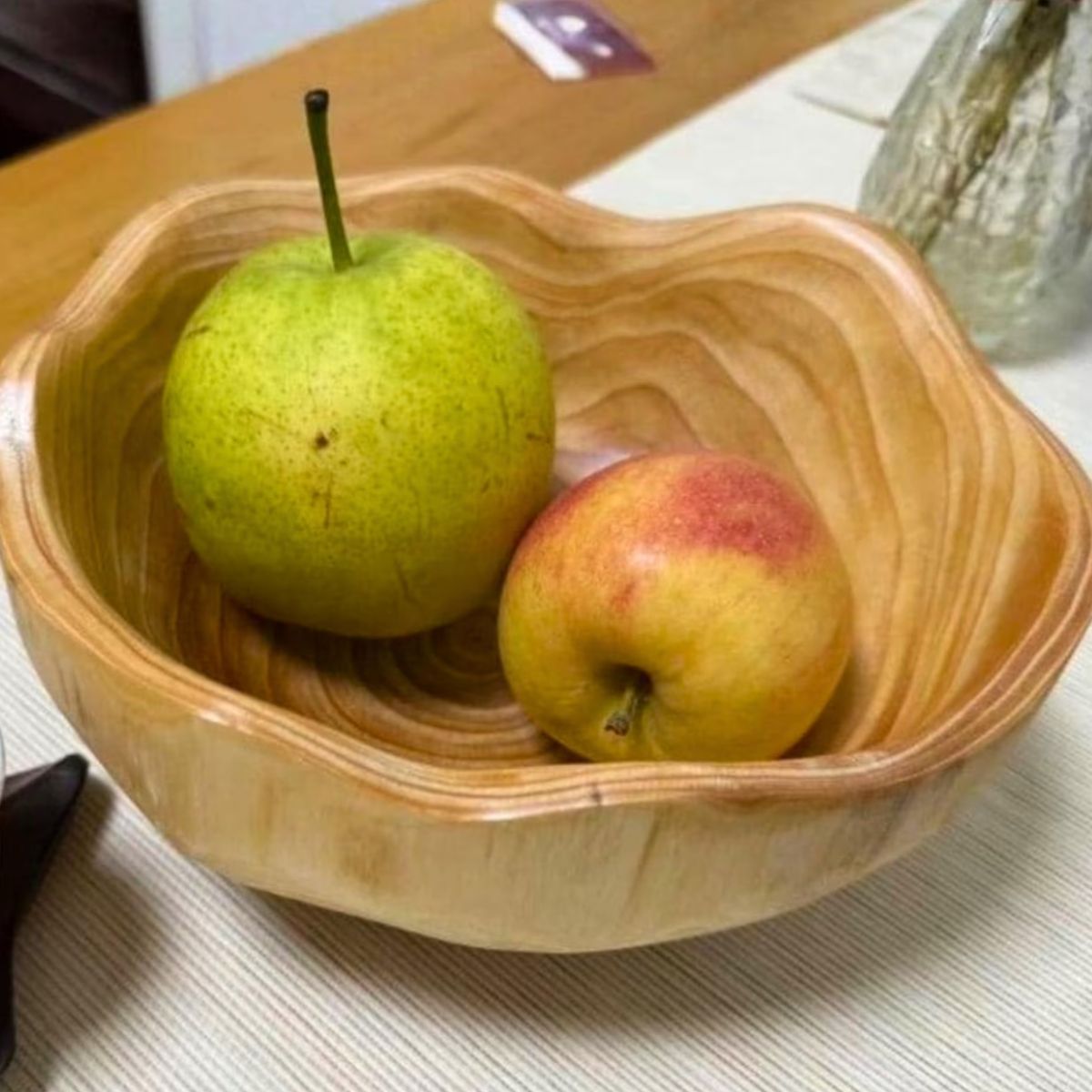 Hand-Carved Natural Wood Freeform Serving Bowl – Organic Elegance