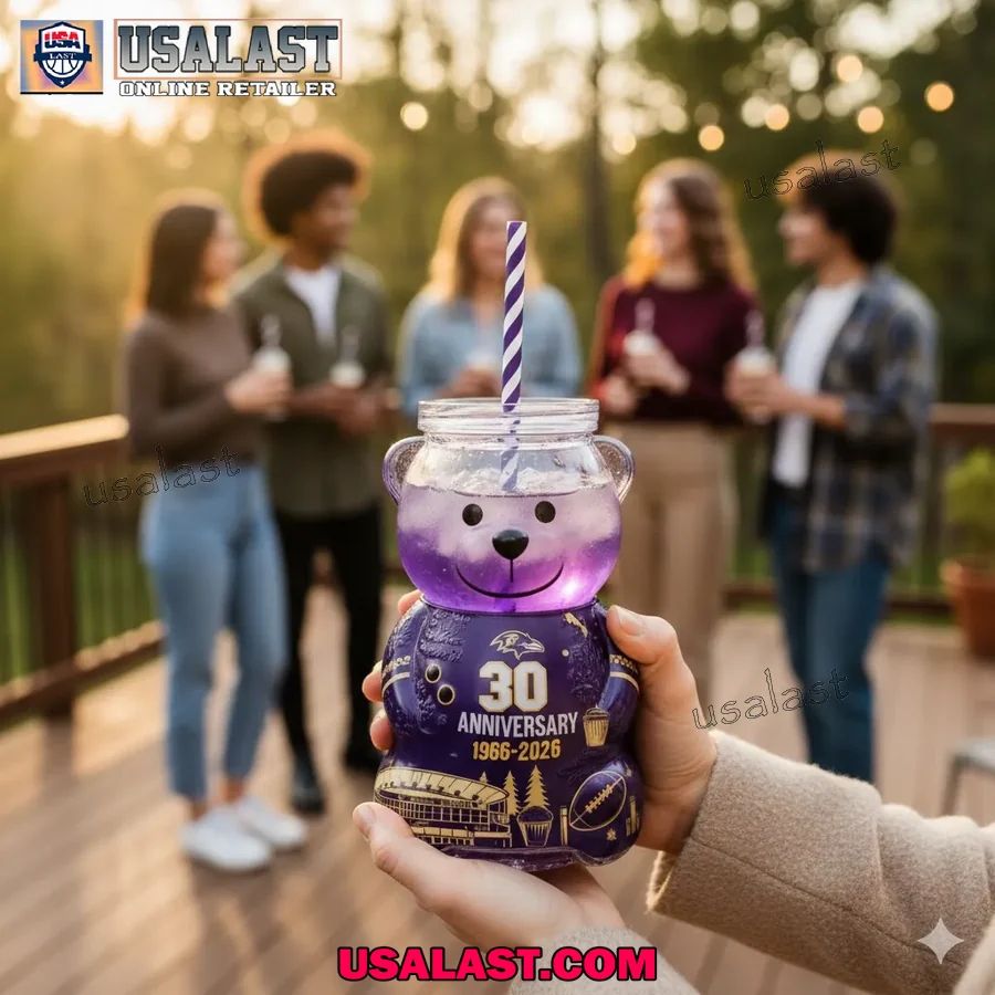 Baltimore Ravens 30th Anniversary Collectible Bear Glass Cup