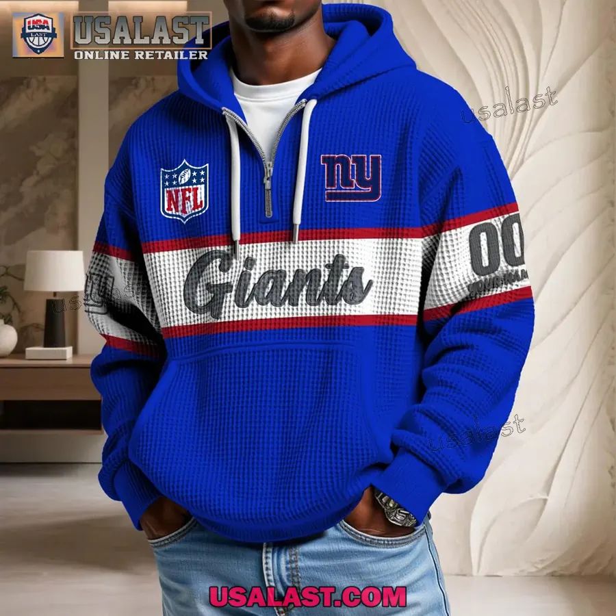 New York Giants Waffle Half Zip Hoodie
