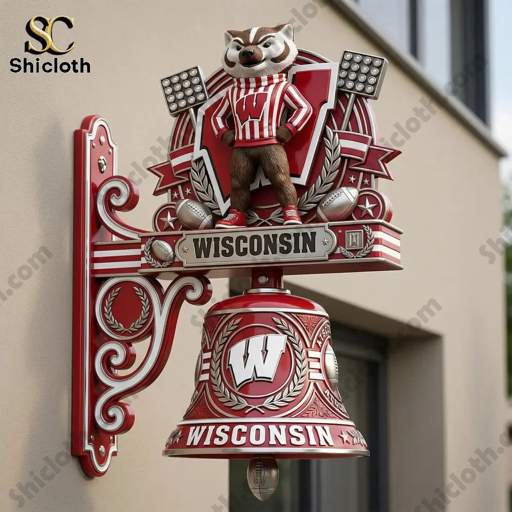 Wisconsin Bucky Badger Premium Wall Bell