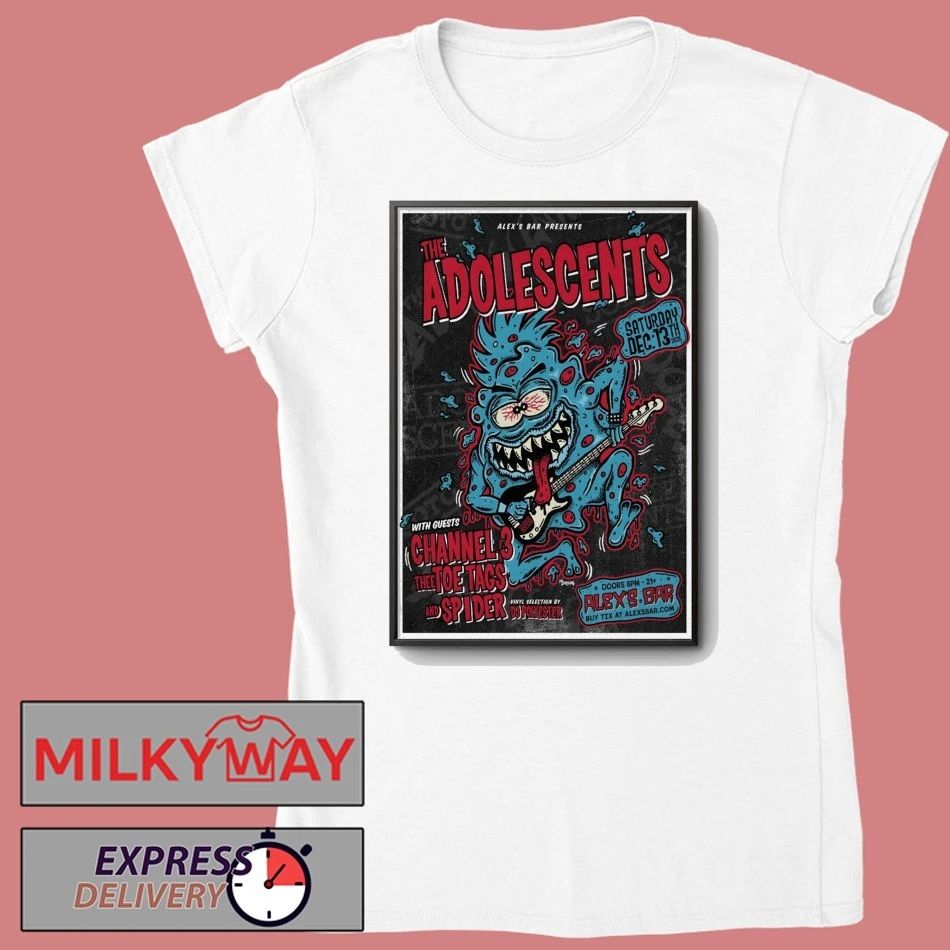 The Adolescents December 13 2025 Alex’s Bar in Long Beach CA Poster shirt