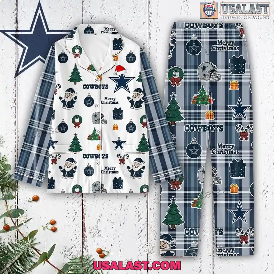 Dallas Cowboys Plaid Button Pajamas Set