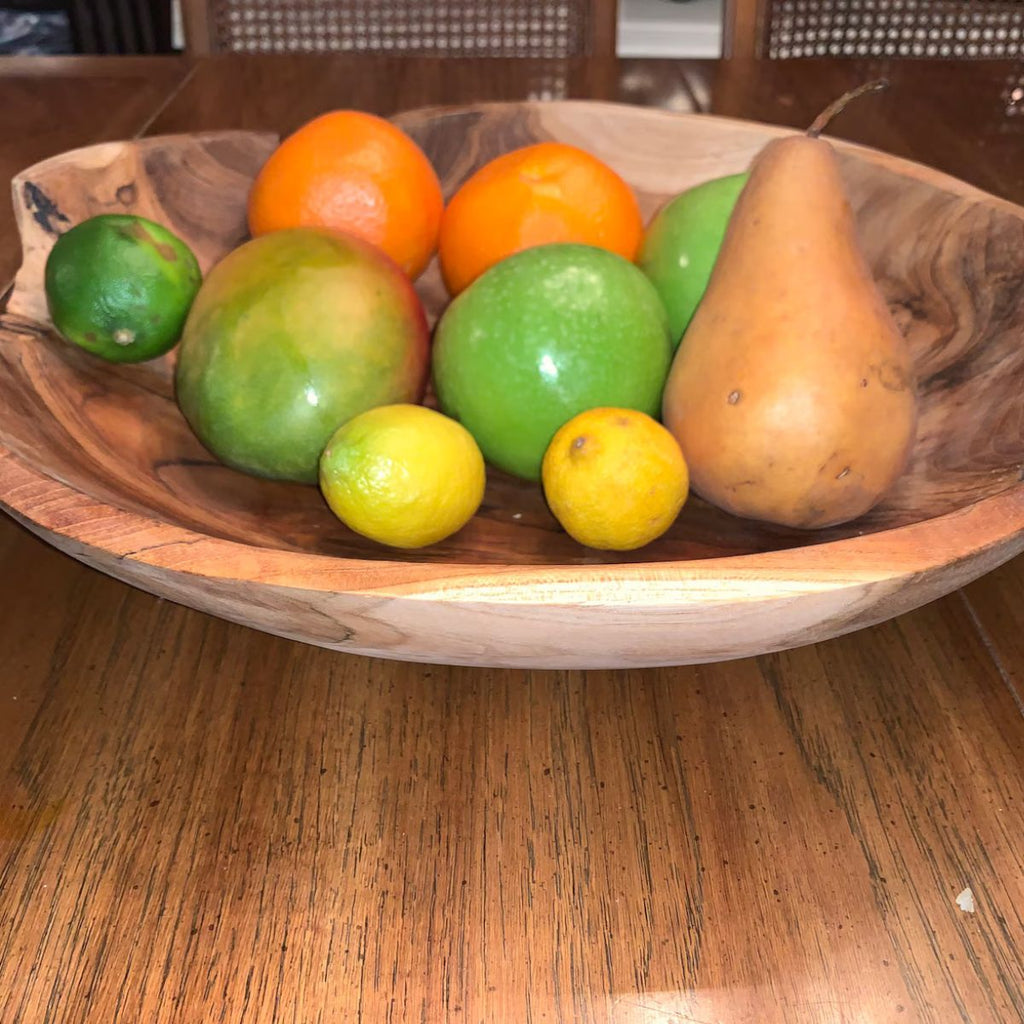 Live Edge Hand-Carved Teak Root Serving Bowl