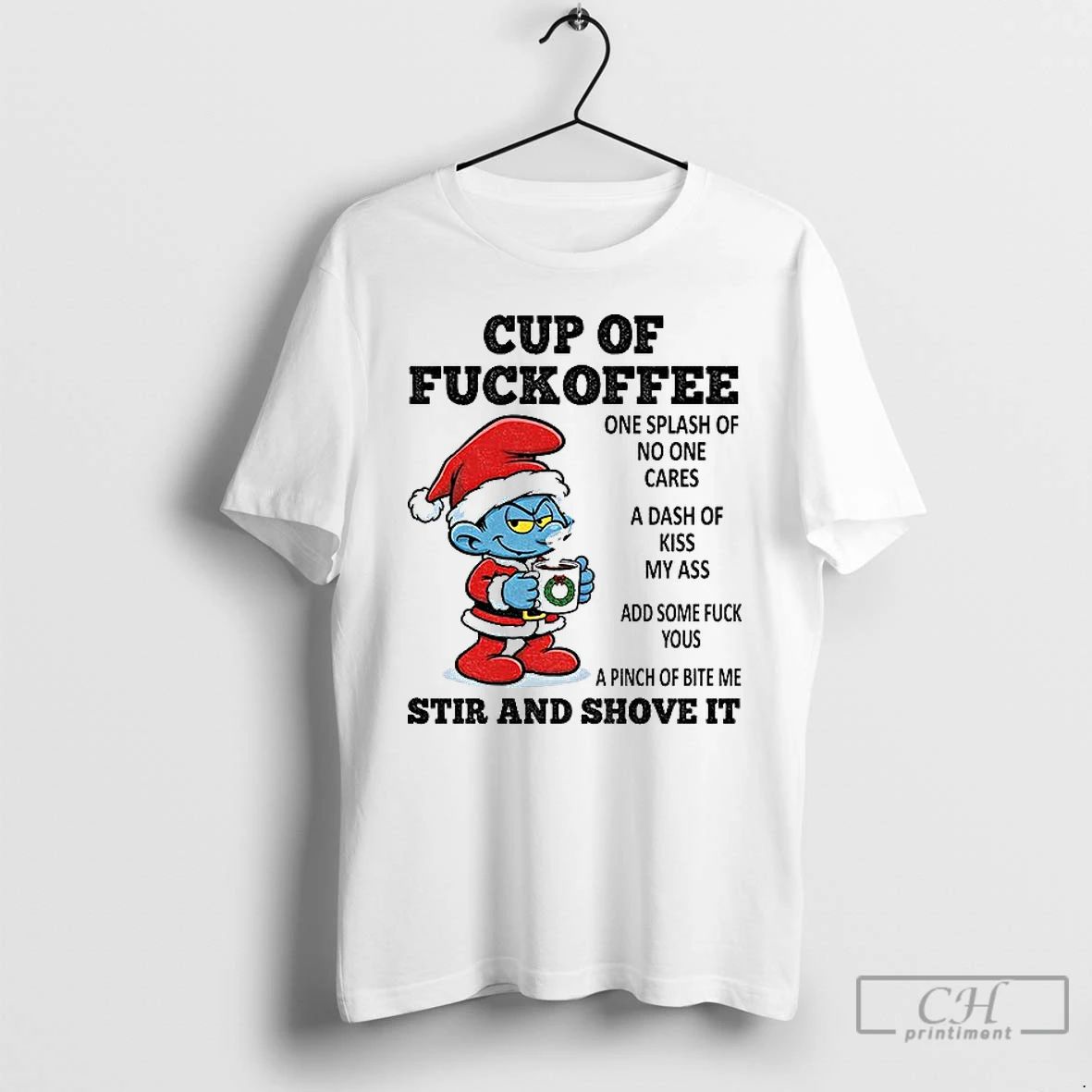 Premium 9yvutauv Smurf Santa Claus Cup Of Fuckoffee One Splash Of No One Cares
