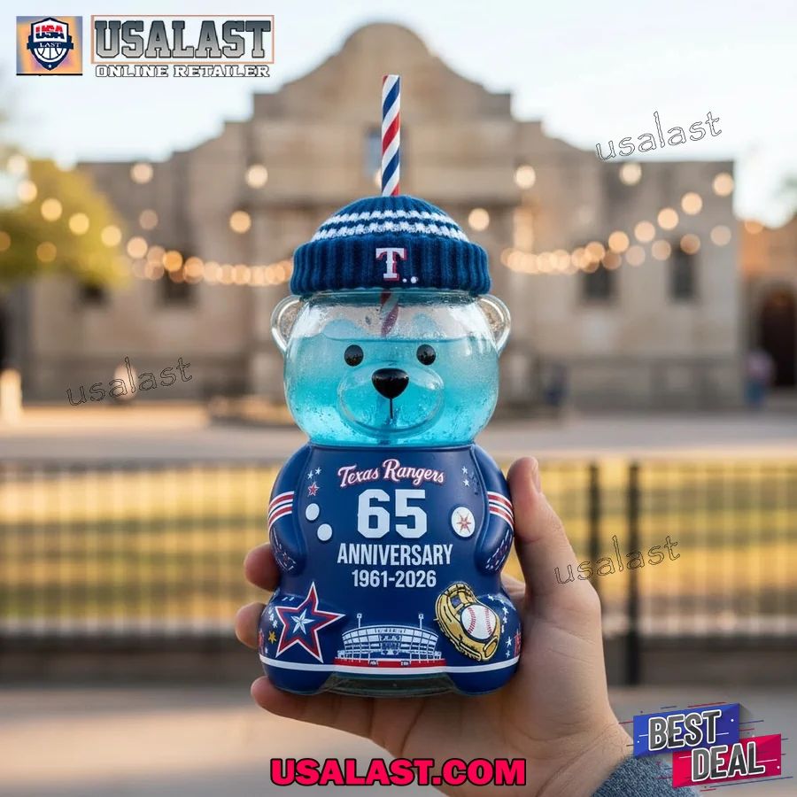 Texas Rangers 65th Anniversary Bear Glass Cup