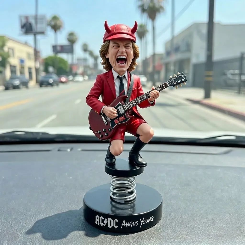 Angus Young ACDC 53rd Anniversary Car Dashboard Bobblehead