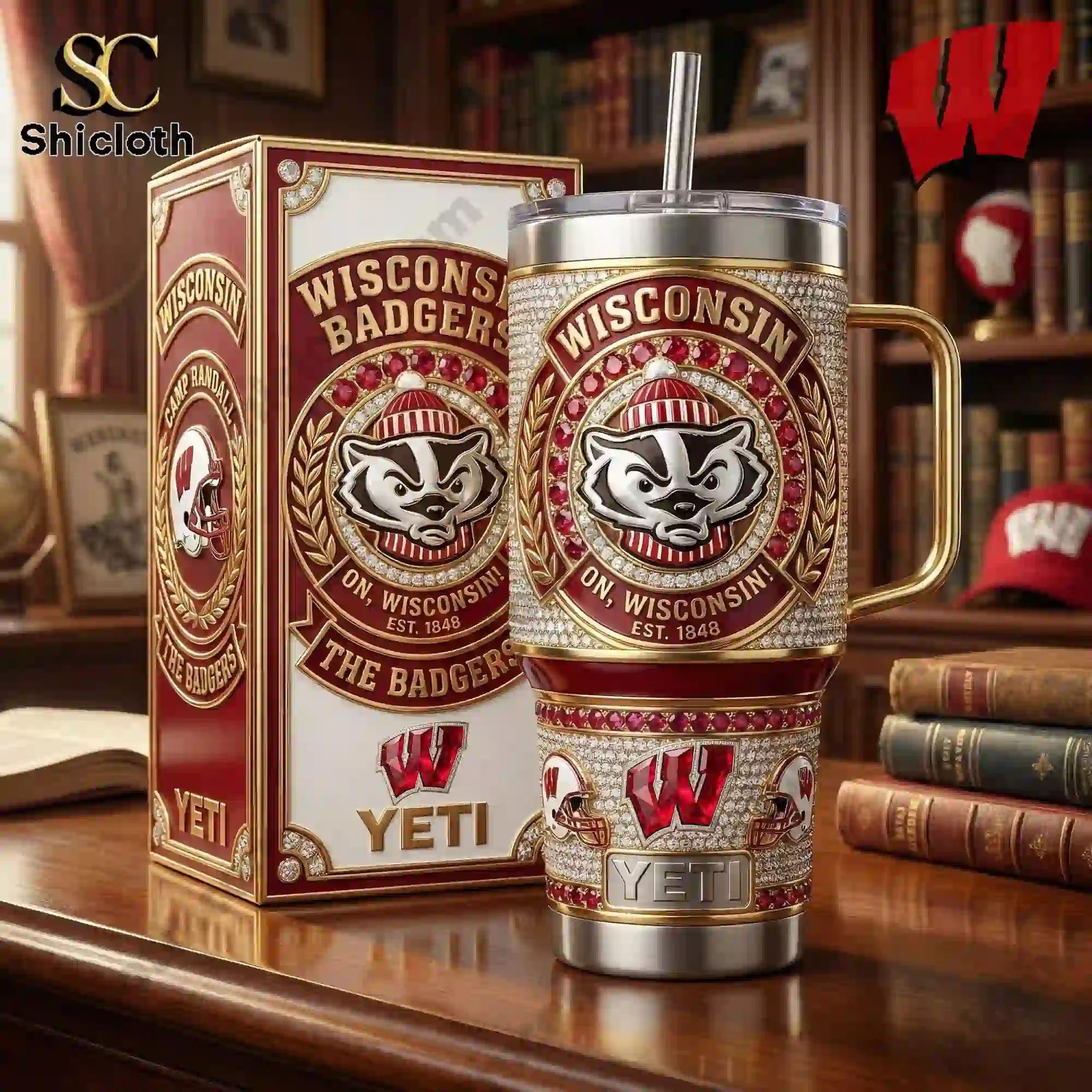 Wisconsin Badgers 40oz Tumbler With Handle