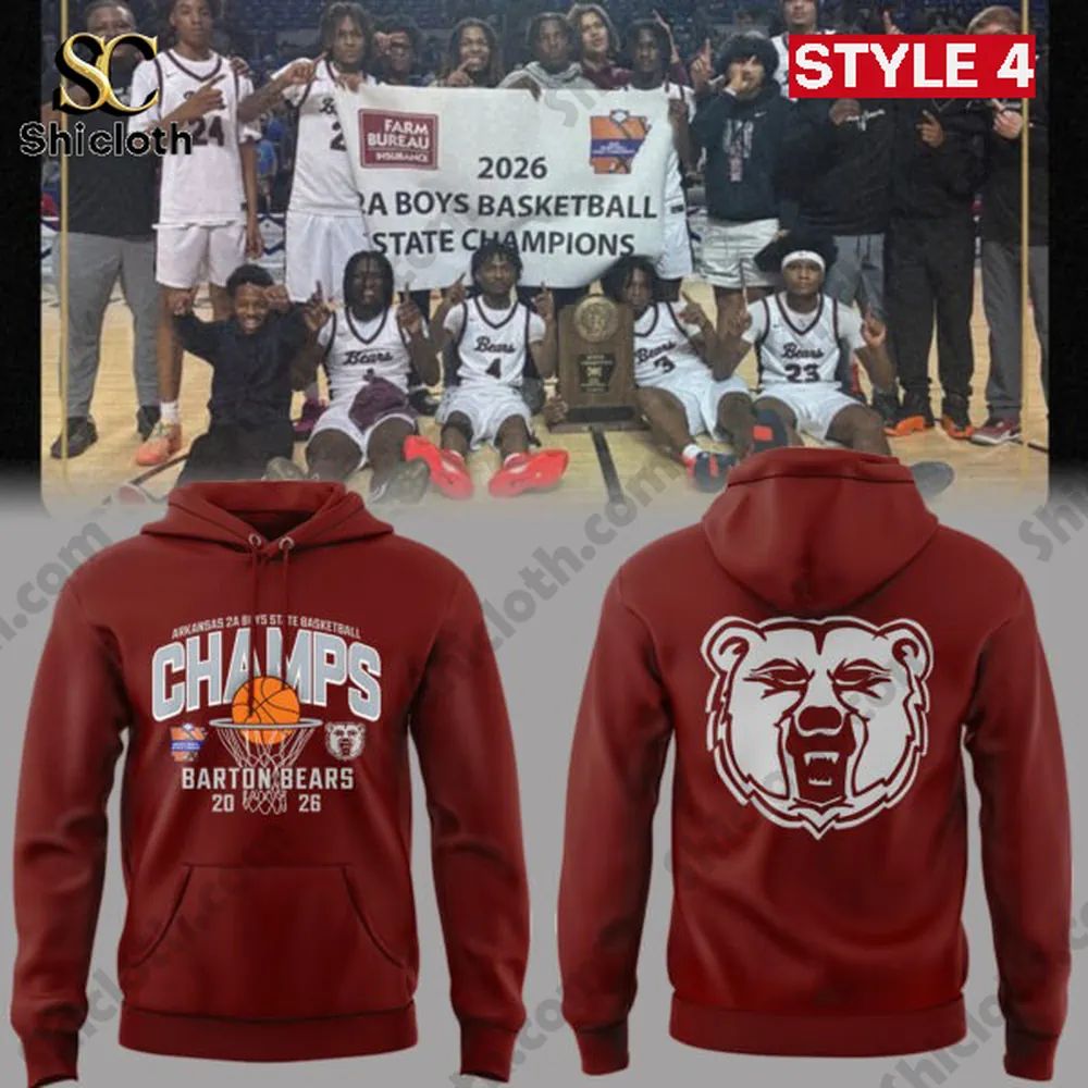 Barton Bears 2026 Arkansas 2A Boys Basketball State Championship Hoodie