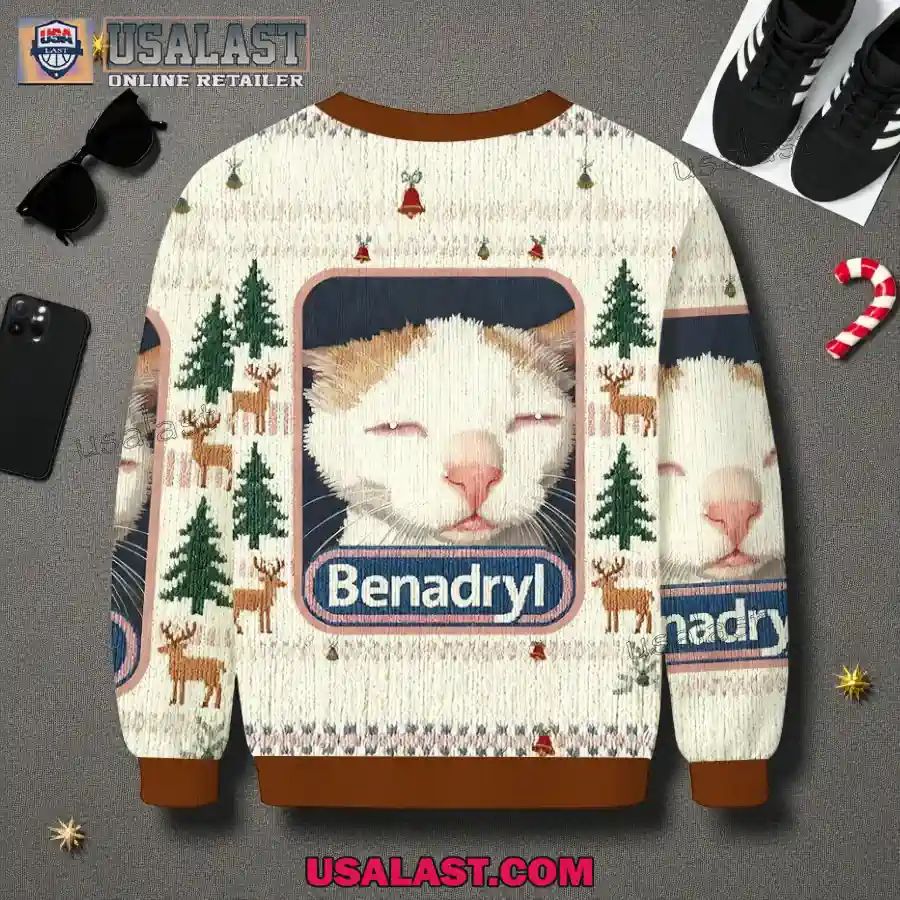 Benadryl Cat Meme Christmas Jumper