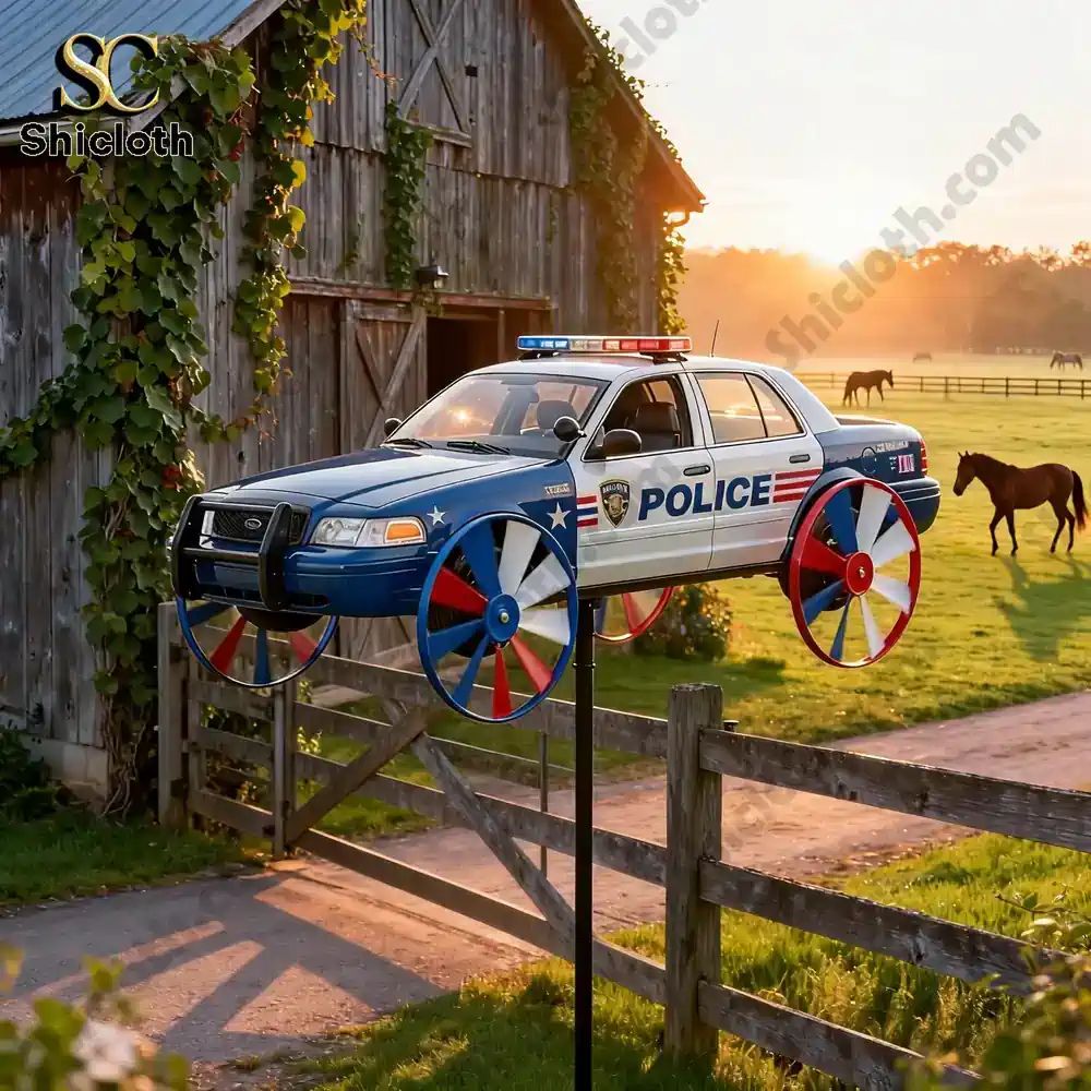 Police Car Garden Wind Spinner