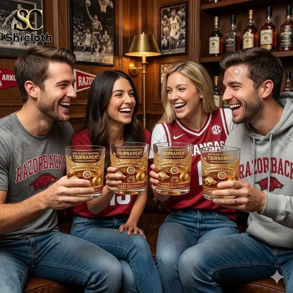 Arkansas Razorbacks 2026 SEC Men’s Basketball Tournament Champions Whiskey Glass