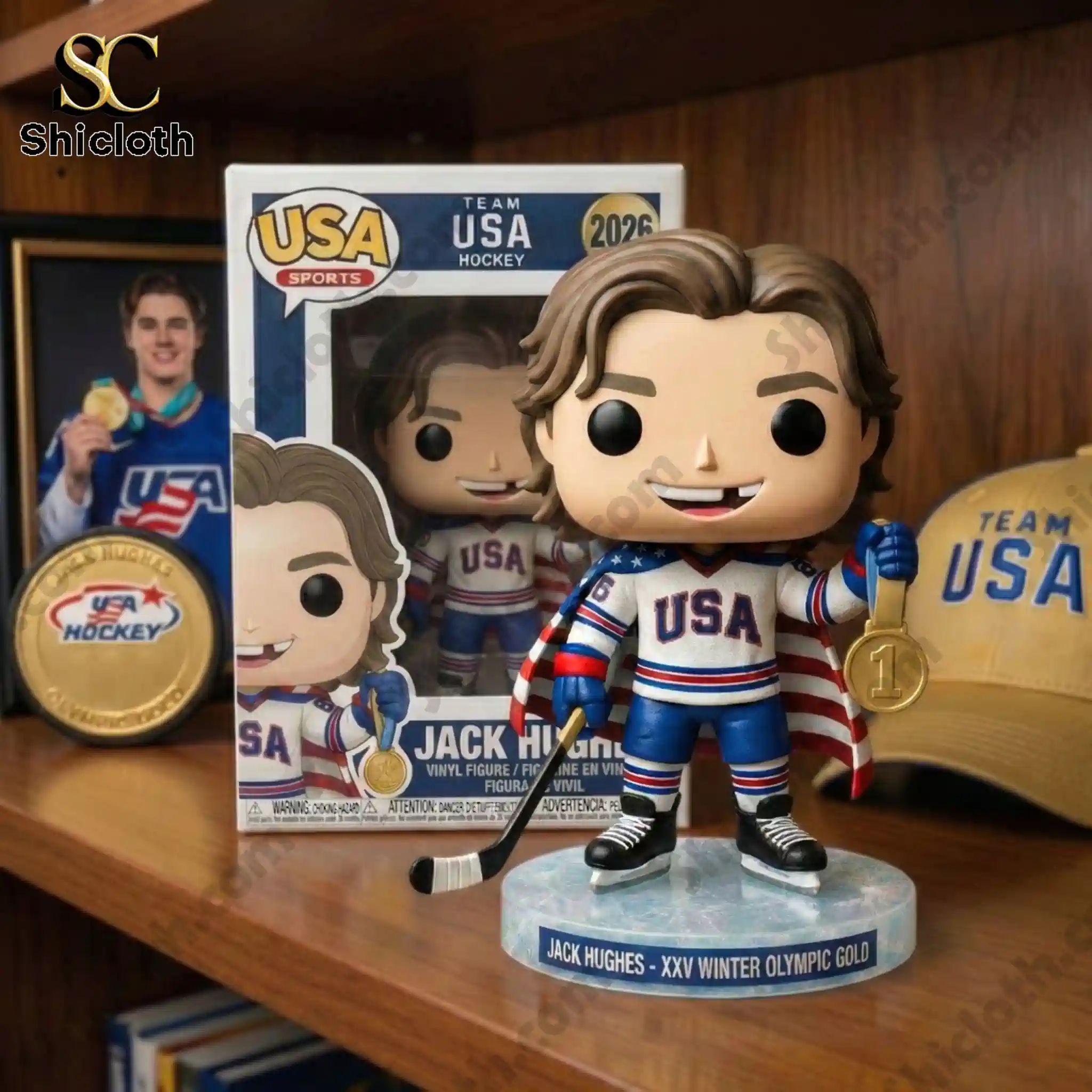 Jack Hughes 2026 Winter Olympic Gold Commemorative Pop Figure Doll