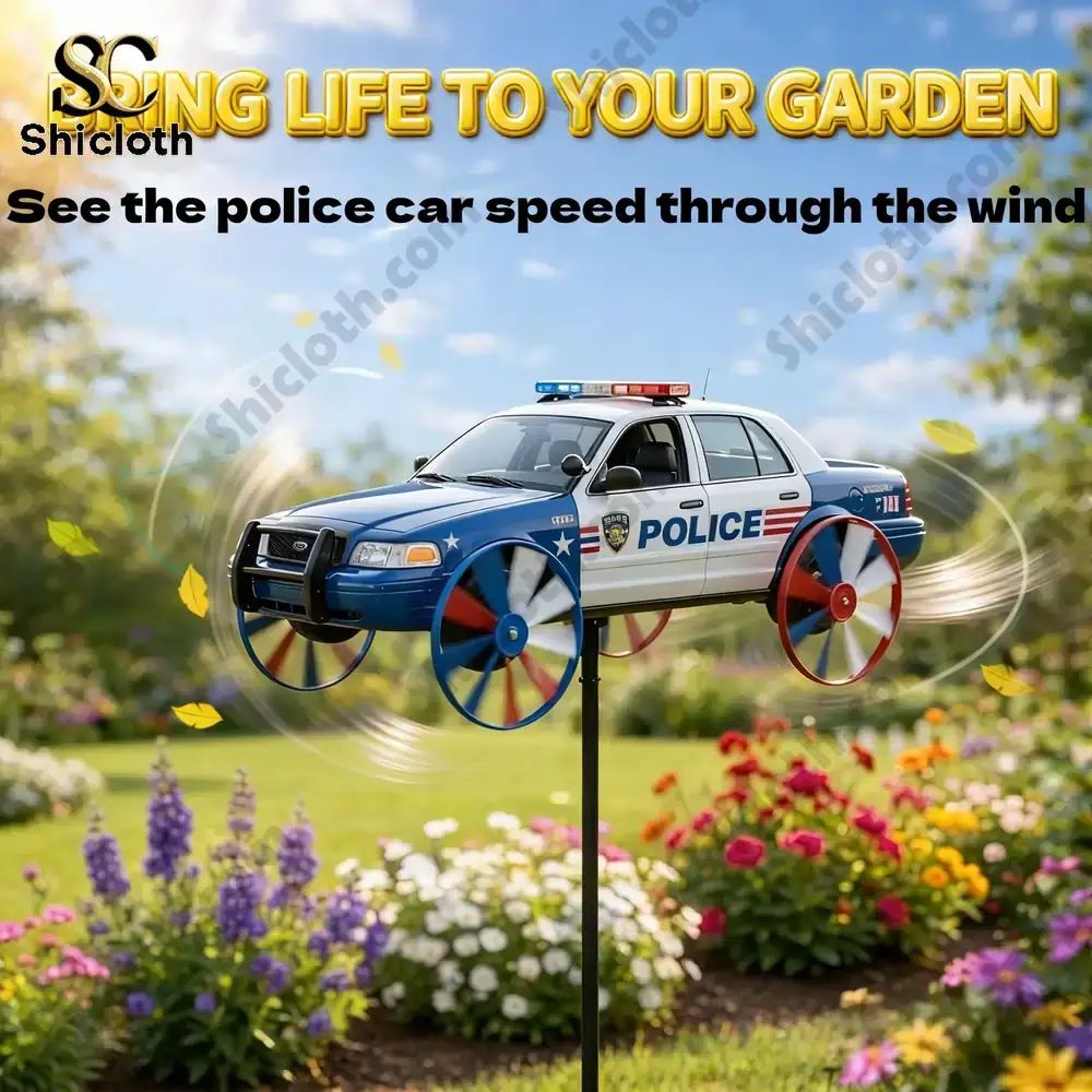 Police Car Garden Wind Spinner