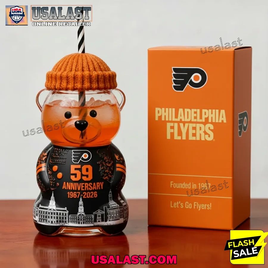 Philadelphia Flyers 59th Anniversary 1967-2026 Bear Glass Bottle