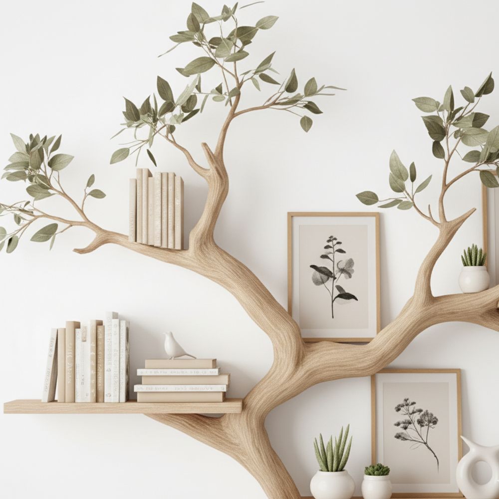 Wooden Bookcase Tree Bookshelf – Book Shelf Handmade Furniture