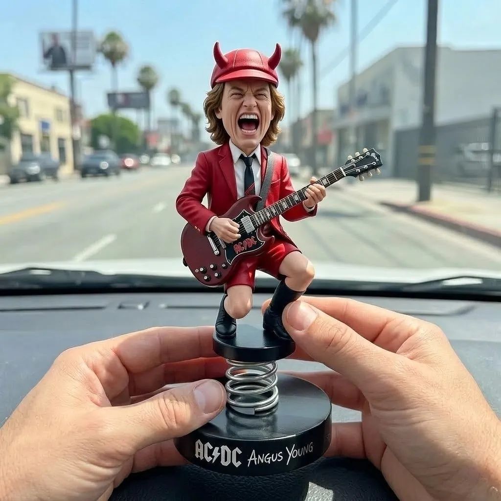 Angus Young ACDC 53rd Anniversary Car Dashboard Bobblehead