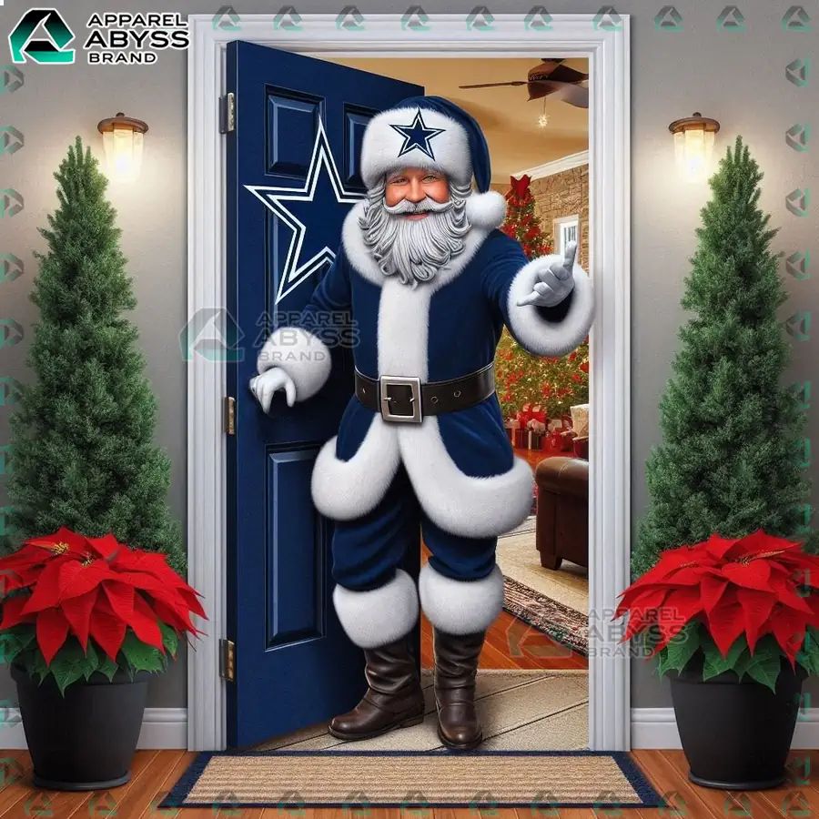 Dallas Cowboys 3D Door Cover Santa Claus