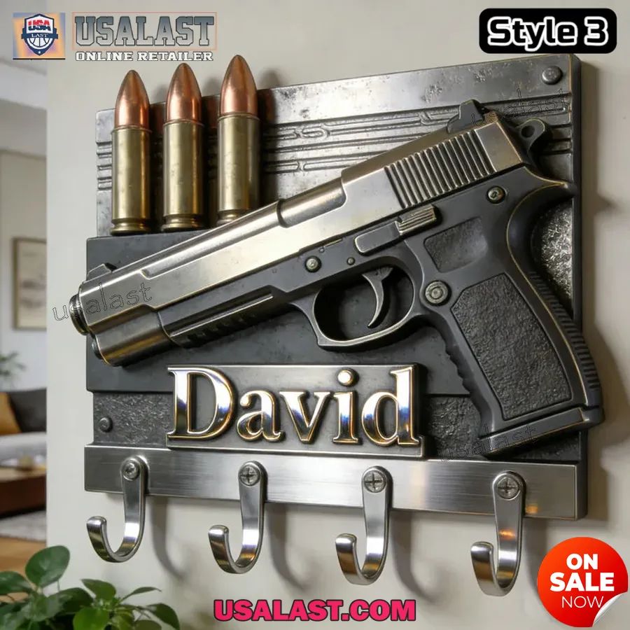 Personalized Pistol Bullet Themed Wall Hooks
