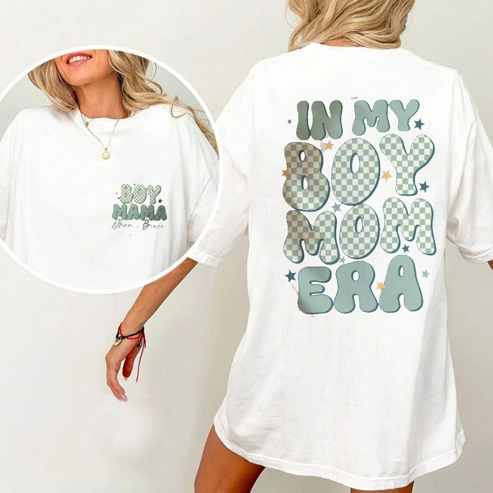 In My Boy Mom Era T-shirt, Custom Boys Names Mommy Tee, Mother's Day Gift