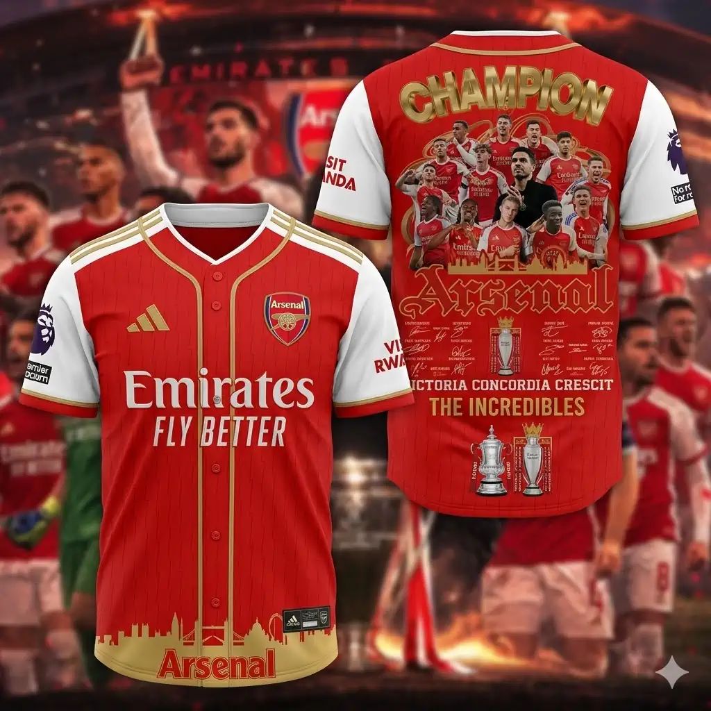 Arsenal Fc Victoria Concordia Crescit Premier League Champions 2026 Baseball Jersey