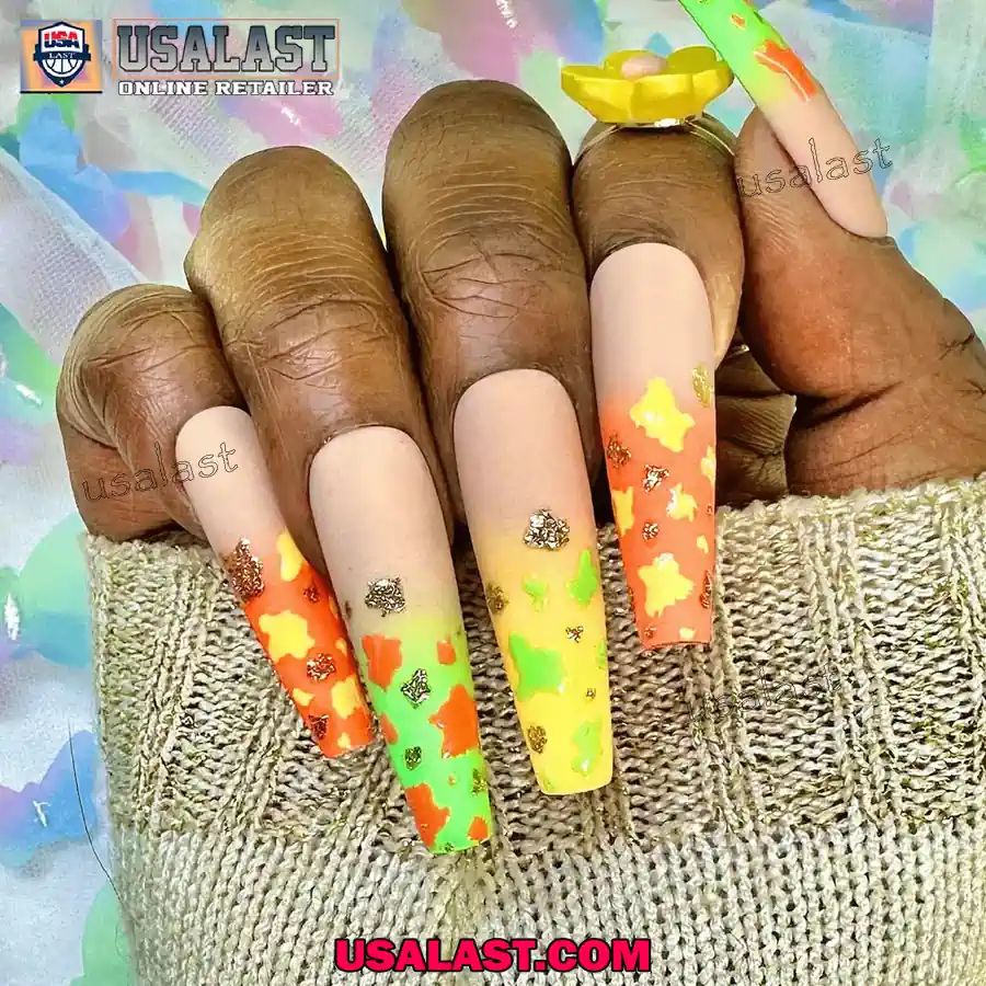 Neon Cute Cow Custom Acrylic Nails Box Set