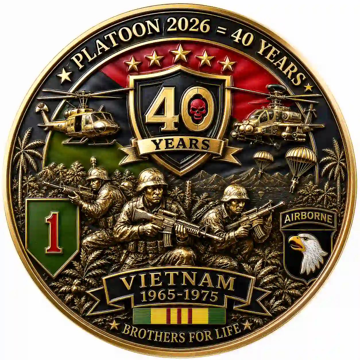 PLATOON VIETNAM 1965-1975 40th Anniversary Memorial Coin