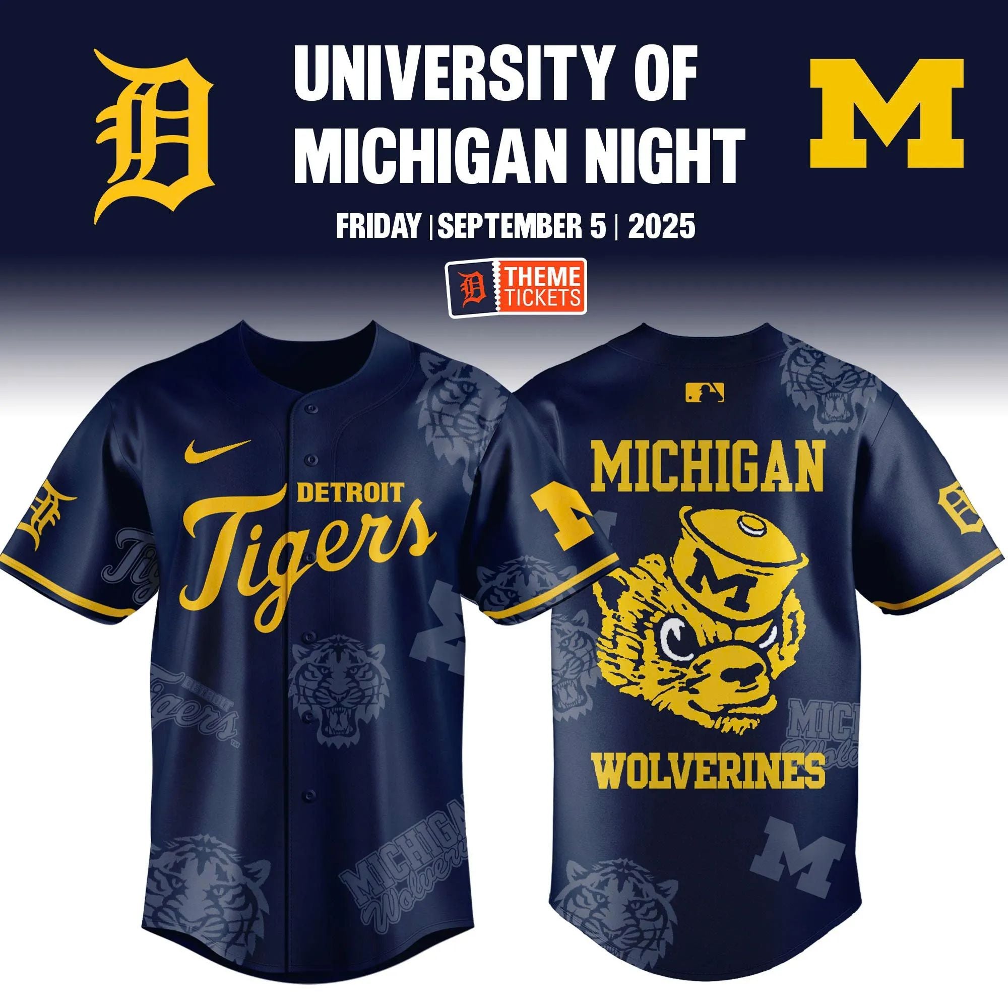Michigan Wolverines x Detroit Tigers Limited Edition Baseball Jersey