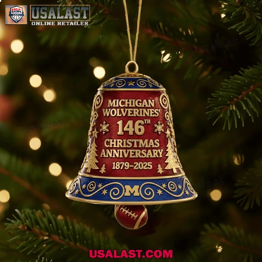 Michigan Wolverines 146th Anniversary Christmas Bell Ornament