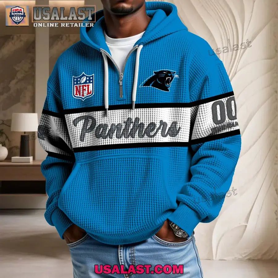 Carolina Panthers Waffle Half Zip Hoodie