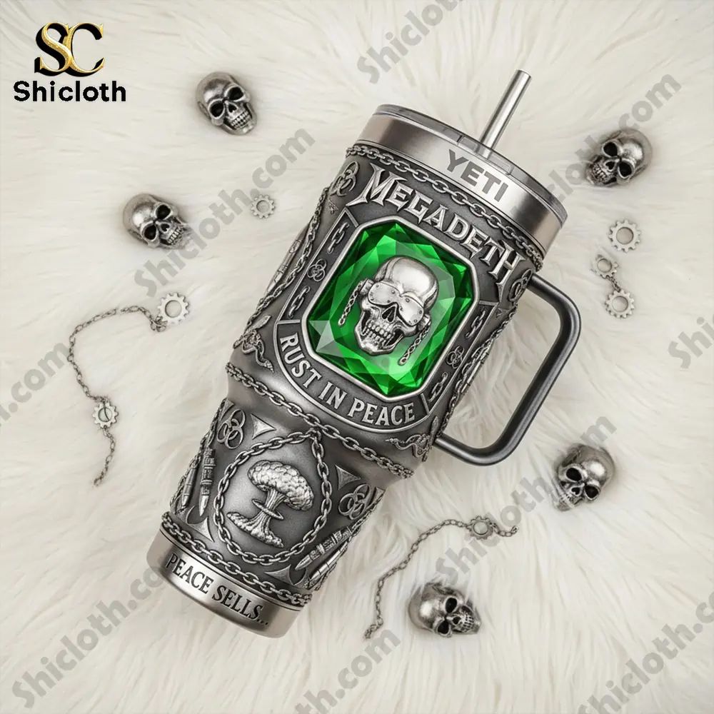Megadeth Band Rust in Peace Yeti 40oz Tumbler With Handle