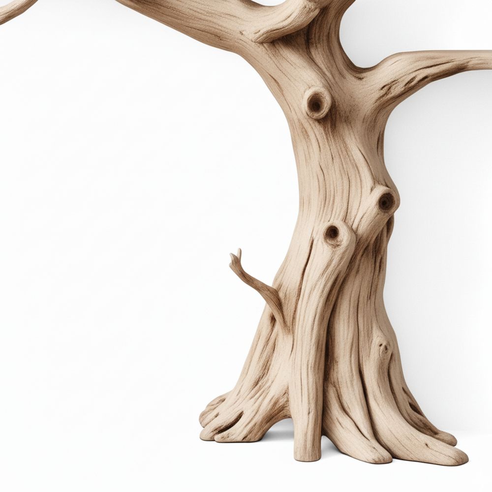 Minimalist Tree-Shaped Corner Bookshelf – Handcrafted Oak Wood Sculpture Shelf