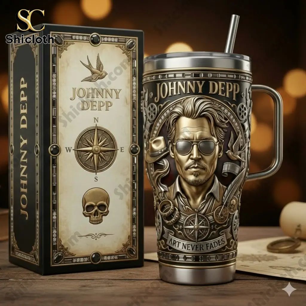 Johnny Depp Art Never Fades Luxury Portrait Commemorative Tumbler
