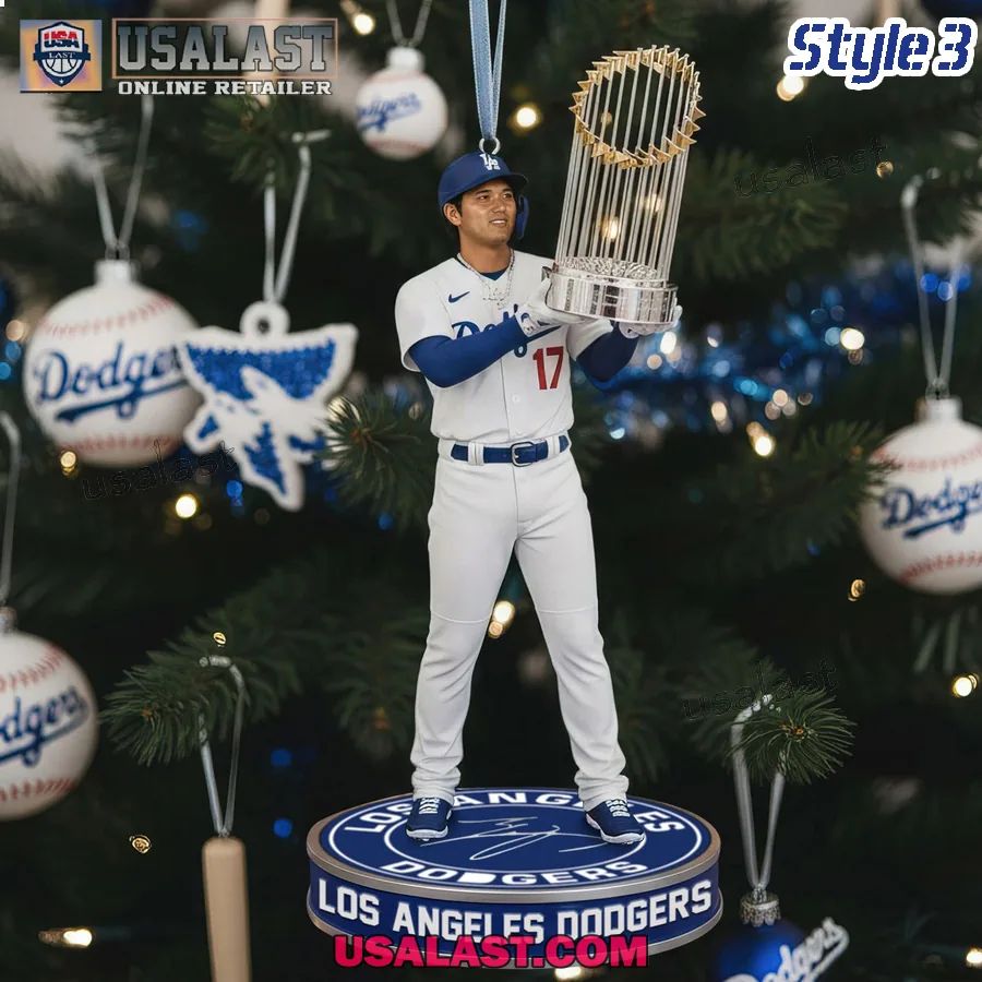 LA Dodgers 2025 MLB Championship Christmas Ornament