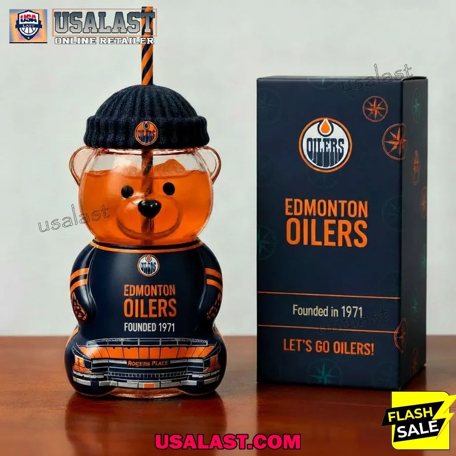 Edmonton Oilers 55th Anniversary 1971-2026 Bear Glass Bottle