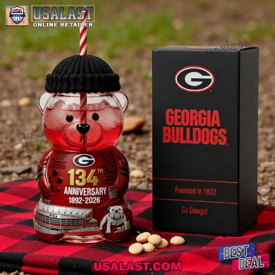 Georgia Bulldogs 134th Anniversary Bear Glass Cup