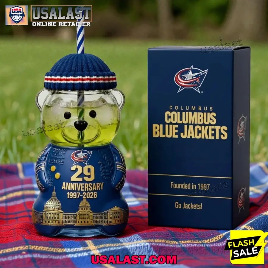 Columbus Blue Jackets 29th Anniversary 1997-2026 Bear Glass Bottle