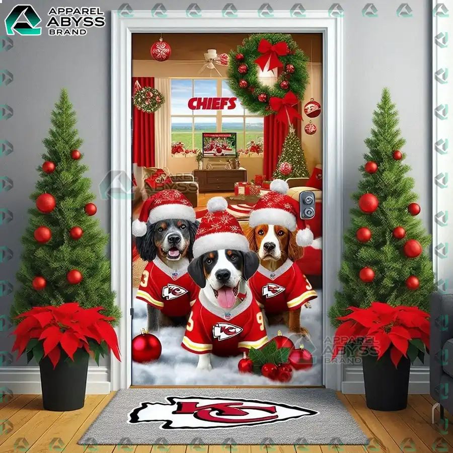Kansas City Chiefs Dog Christmas Door Cover