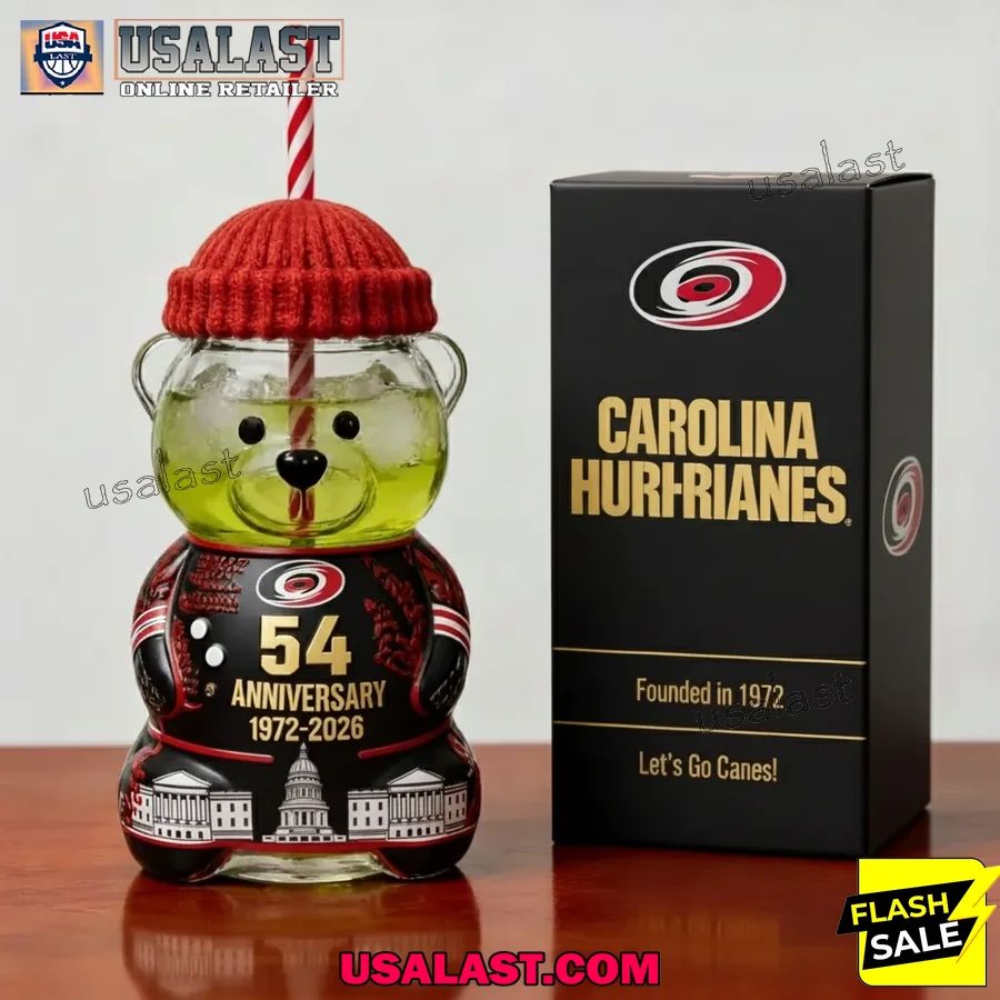 Carolina Hurricanes 54th Anniversary 1972-2026 Bear Glass Bottle