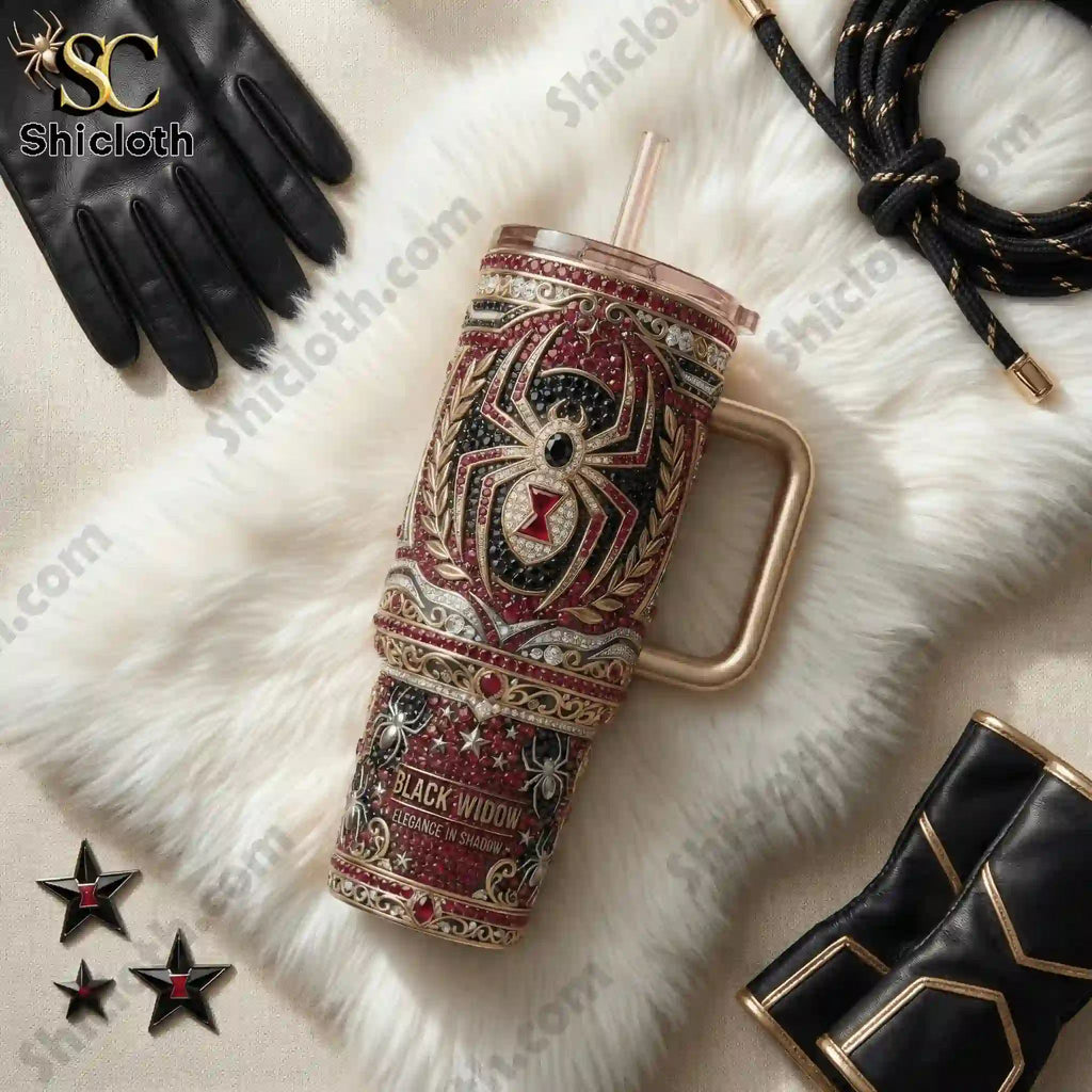 Black Widow Elegance In Shadow r 40oz Tumbler With Handle