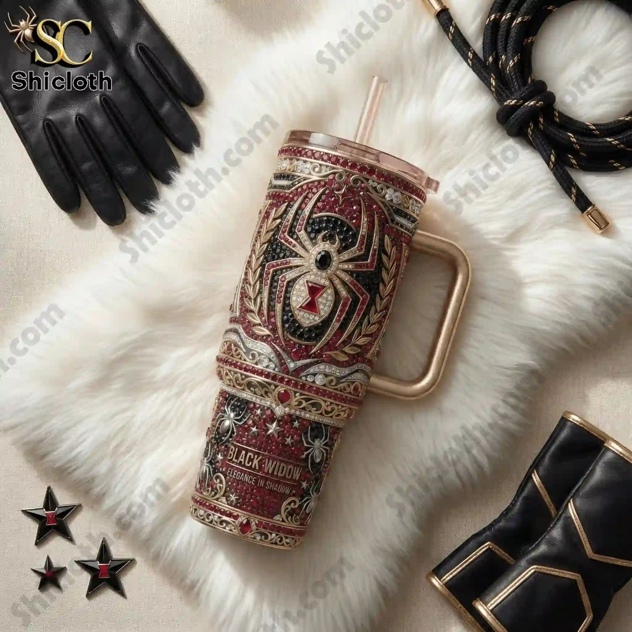 Black Widow Elegance In Shadow r 40oz Tumbler With Handle